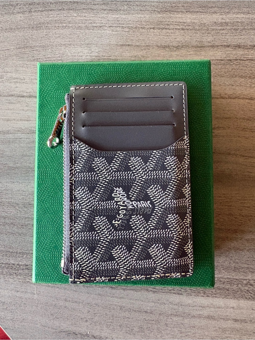 Goyard Black and Gray Chevron Card & Key Holder